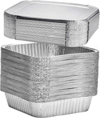 8x8 Disposable Aluminum Pans With Lids - 20 Pack Foil Pans For Cooking, Baking Cakes, Roasting & Homemade Breads - Disposable Food Containers With Foil Lids