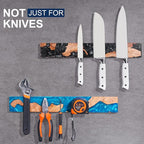 ENOKING Magnetic Knife Holder for Wall 16 Inch, Acacia Burl Wood & Blue Resin Magnetic Knife Strip Bar, Powerful Magnet Kitchen Knife Storage Rack, Space-Saving Wall Mounted Organizer
