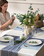 Leetaltree Gradient Blue Woven Placemats Set of 8 - Heat Resistant Non-Slip Place mats for Dining Table, Washable Durable PVC Vinyl Woven Table Mats(Gradient Blue, 8)