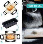 9 x 5 Loaf Pan Set with Silicone Bread Sling – 2 Bread Pans + 2 Nonstick Loaf Liners for Homemade Baking, Sourdough, Banana Bread, Sandwich Loaves – Rectangular Baking Tray for Kitchen Home Baker
