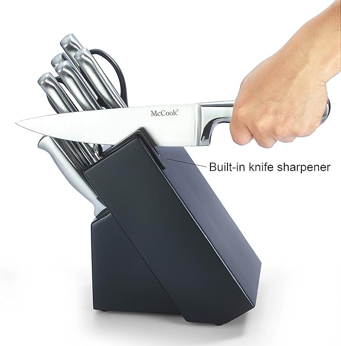 McCook® Knife Sets, German Stainless Steel Knife Block Sets with Built-in Sharpener (Pack of 2)