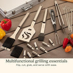 Cuisinart Deluxe Grill Tool Set, 20-Piece Grill Set, BBQ Accessories with Aluminum Case, Stainless Steel Grilling Accessories, BBQ tools, Grilling Gifts for Men, Father’s Day Gifts for Dad Husband