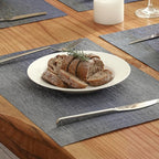 Leetaltree Denim Blue Placemats Set of 12 - Heat Resistant Non-Slip Place mats for Dining Table, Washable Durable PVC Vinyl Woven Table Mats（Denim Blue, 12）