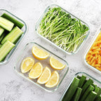 HOMBERKING Large Glass Meal Prep Containers, 5 Sets 35oz | 4.5cups, Food Storage With Lids, Airtight Bento Boxes, BPA Free & Leak Proof (5 Lids & 5 Containers)