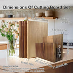 Book Cutting Board Set of 4,Solid Wood Cutting Board Library with Magnetic Knife Stand and Food Labels,Kitchen Countertop Chopping Boards for Bread,Cheese,Fish,Meat,Fruits and Vegetables,No Knives(4)