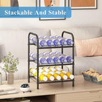 GILLAS 3 5 6 7 8 Tier Water Bottle Storage, Metal Beverage Can Rack,Large Capacity Bottled Rack Water Bottle Holder Stand for Cabinet, Countertop Kitchen, Party, Black