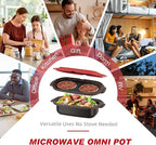 Microwave Egg Cooker & Microwave Grill Pan 3 Pcs with Lid for Grilling, Browning, and Crisping Vegetables, Sandwich, & Meat, Microwave Nonstick Cookware for Quick, Healthy Meals