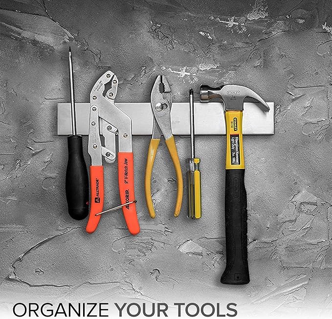 Modern Innovations 12 Inch Stainless Steel Magnetic Knife Bar with Multipurpose Use as Knife Holder, Knife Rack, Knife Strip, Kitchen Utensil Holder, Tool Holder, Art Supply Organizer, Home Organizer