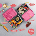 AOHEA Stainless Steel Bento Box Kids, Kids Metal Bento Lunch Box BPA Free Lunch Box Containers 304 Stainless Steel Bento Box for School and Office(Pink)
