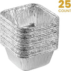 PLASTICPRO Disposable 4.25'' X 4.25 X 2'' Inch Square Aluminum Tin Foil Baking Pans Bakeware - Cookware Perfect for Baking Cakes,Brownies,Bread, Meatloaf, Lasagna, Pack of 25