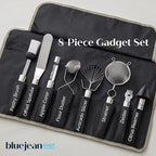 The Blue Jean Chef 8-Piece Kitchen Tool and Gadget Set, Stainless-Steel Kitchen Tools with Storage Pouch, Dishwasher Safe