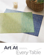 Leetaltree Gradient Blue Woven Placemats Set of 8 - Heat Resistant Non-Slip Place mats for Dining Table, Washable Durable PVC Vinyl Woven Table Mats(Gradient Blue, 8)