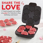 Dash Multi Mini Heart Waffle Maker - Waffle Maker for Family Breakfasts - Dual Nonstick Heating Plates & Easy-Release Surface - Compact & Fast-Heating - Red Heart
