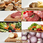 Book Cutting Board Set of 4,Solid Wood Cutting Board Library with Magnetic Knife Stand and Food Labels,Kitchen Countertop Chopping Boards for Bread,Cheese,Fish,Meat,Fruits and Vegetables,No Knives(4)