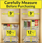 LYNK PROFESSIONAL® Élite™ Pull Out Spice Organization for Cabinets - 8-3/8 inch Wide – Spice Rack for Inside Cabinets – Wood/Chrome - Sliding Spice Rack Organizer for cabinet – Spice Rack - 2 Tier
