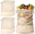LEAFICO Reusable Produce Bags – 100% Cotton Mesh & Solid Hybrid (Large 12x15 inch 6 Pcs) – Storage Bags for Vegetables, Toys, Clothes, Travel Packing – Washable, Plastic-Free, Breathable, Zero Waste