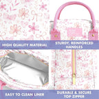 Fit & Fresh Bloomington Lunch Bag for Women - Insulated Large Lunch Box for Work with Containers, Leak-Resistant, Stain-Resistant, Zipper Closure, Sweet Floral Bows