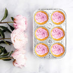 PLASTICPRO Aluminum Foil Muffin Pans Reusable and Disposable, Holds 6 Cupcakes/Muffin & Pie foil Pan Pack of 20