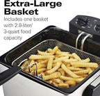 Hamilton Beach Electric Deep Fryer with Basket and Lid, 4.5 Liters / 19 Cups Oil Capacity, Temperature Control, View Window, Professional Style, 1800 Watts, Stainless Steel (35035A)