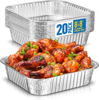 8x8 Disposable Aluminum Pans - 20 Pack Foil Pans For Cooking, Baking Cakes, Roasting & Homemade Breads - Disposable Food Containers