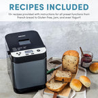 AROMA® 1.5lbs. Digital Bread Maker with Crust Customization, Clear-View Lid, and Nonstick Baking Pan, Black (ABM-250)