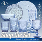 Yungala Blue-Wine-Glasses-Sunflower-Set-6 Blue Wine Glasses Set of 6 Vintage Hobnail Goblets 10 oz Dishwasher Safe