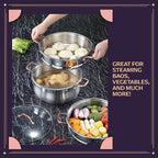CONCORD Premium Stainless Steel 3 Tier Steamer w/Rose Gold Handles 26 cm