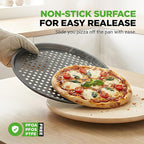 NutriChef 2-Pack 13’’ Non-Stick Pizza Pans, Round Pizza Pans for Oven, Commercial-Grade Carbon Steel, Non-Stick Gray Coating, Ideal for Baking Pizza, Cookies and More, Dishwasher Safe