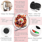 Moss & Stone Belgian Waffle Maker, Electric Flip Waffle Machine with Adjustable Temperature Control, Non-Stick Grids for Smooth Release, Compact 8-Inch Round Waffle Maker, White