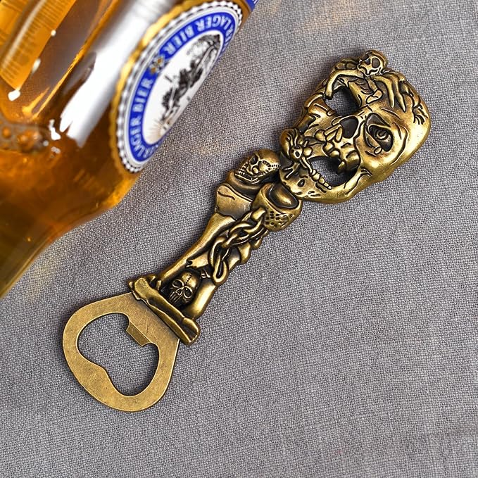 Beer Bottle Opener Skull with Spider，Cool Bottle Opener for Bar Tool, Soda and Beer Cap Remover, Cool & Fun Gadget