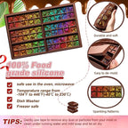 Ziliny Rose Holographic Chocolate Bar Mold Silicone, Rainbow Light Effect Chocolate Bar Deep Thick Molds for DIY Candy Dessert Baking, Candy, Wax Melts, Cake Decoration (Square)