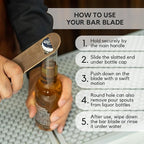 A Bar Above Bottle Opener, Bartender Tool, Flat Bar Blade Speed Opener, Heavy Stainless Steel Beer Cap Lifter With Thumb Hole, Dishwasher Safe Rust Resistant, Bartender Accessories, Gold, Pack of 3