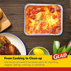 Glad Disposable Aluminum All Purpose Pans in Red, White & Blue Stars, 3ct with Lids - Printed Colorful Foil Steam Pans - 12.5” x 10.2” x 2.16” Aluminum Pan - Disposable Steamware (Pack of 2)