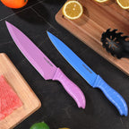 HAUSHOF Kitchen Knife Set, 12-Piece Colorful Knives Set with 6 Sheaths for Kitchen, Non-Stick Coated Stainless Steel Blades for Slicing, Dicing&Cutting, Gifts Knife Set for Dad, Mom, Husband and Wife
