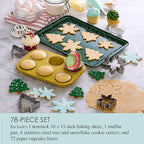 Chicago Metallic 78 Piece Holiday Baking Set, Perfect for Baking Holiday Cookies, Cupcakes, Muffins, and Much More