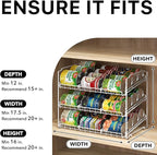 Simple Houseware Stackable Can Organizer Rack for Pantry/Cabinet - 11.5" D x 17" W x 13.75" H, Holds 36 Cans, 3-Tier Can Food Storage Dispenser, White