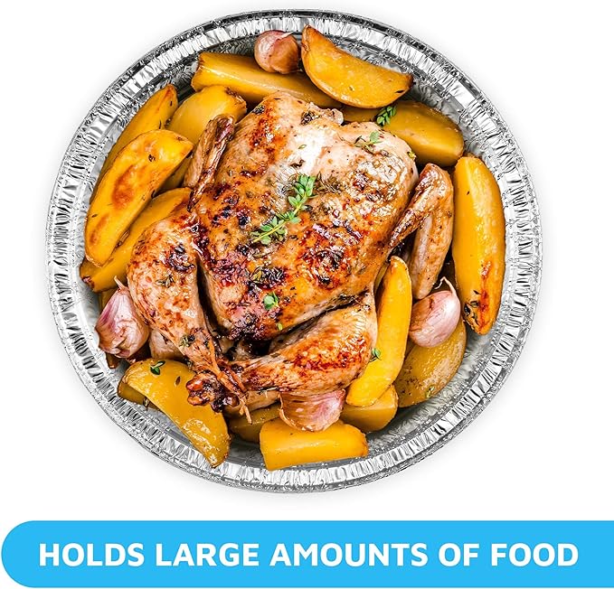 MontoPack 7” Round 40 Pack Aluminum Foil Pans with Clear Lids | Disposable Containers with Straight Walls for Storing, Baking, Meal Prep & Reheating | Freezer & Oven Safe, Recyclable