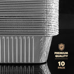 PLASTICPRO 10 Pack Aluminum Pans 8'' x 10" Disposable Pans with Covers Heavy Duty 5 lb Foil Pans for Baking and Cooking