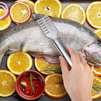 4 Piece Fish Scaler Remover Brush Set - Stainless Steel Sawtooth Scarper With Ergonomic Handle for Kitchen - Faster and Easier Scales Skin Removing Peeling Tool