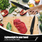 HaWare Knife Set, 21 Pieces Stainless Steel Kitchen Knife Block Set, Black Chef Knife Sets with 6 Steak Kinves, Measuring Spoon & Slicer for Home, Sharp Blade & Light Weight Cutlery, Ergonomic Handle