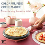 Moss & Stone Pink Electric Crepe Maker 8 Inch, Portable Crepe Maker & Hot Plate Cooktop On/Off Switch, Nonstick Coating, Automatic Temperature Control, Easy To Use For Pancakes, Blintz