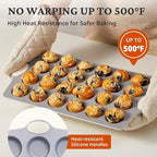 BRONYPRO 2-Pack 12 Cup and Mini 24 Cup Non Toxic Nonstick Ceramic Muffin Pan & Cupcake Tin, PFOA & PTFE Free, Heavy Duty Rust-Resistant Aluminized Steel, Oven & Dishwasher Safe, Cream White