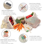 12+1 Reusable Produce Bags Grocery Washable, Organic Cotton Mesh Produce Bags, Double-Stitched & Tare Weigh, Mesh bags for vegetables, Cotton Produce Bags Reusable Washable, Produce bag 4xS, 4xM, 4xL