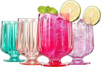 15oz Unbreakable Premium Drinking Glasses Set of 4 - Super Grade Acrylic Plastic - Perfect for Gifts - European Style Tritan Shatterproof BPA-free Reusable Glassware Dishwasher-Safe, Indoor & Outdoor