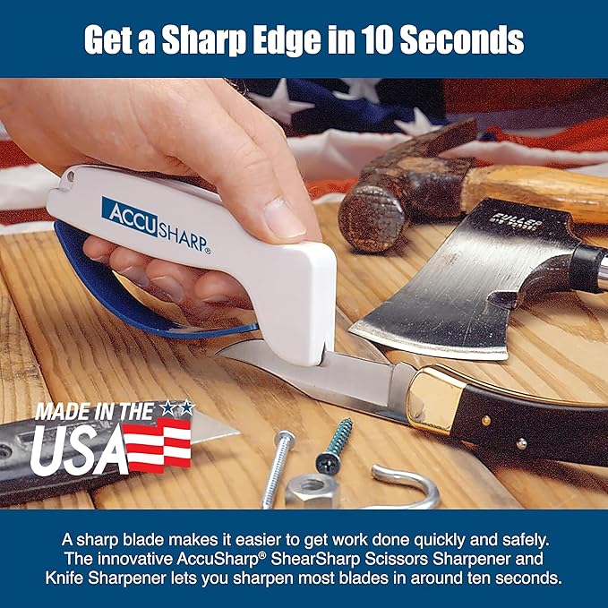 AccuSharp Hand-Held Carbide Blade Sharpener & ShearSharp Scissor Sharpener, Restores and Hones Straight & Serrated Knives, Revives the Edge of General Purpose Scissors