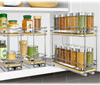 LYNK PROFESSIONAL® Élite™ Pull Out Spice Organization for Cabinets - 4-3/8 inch Wide – Spice Rack for Inside Cabinets – Wood/Chrome - Sliding Spice Rack Organizer for cabinet – Spice Rack - 2 Tier