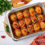 NYHI 9x13 Disposable Aluminum Foil Pans With Lids Large Half Size Deep Steam Pan and Oven Buffet Trays Food Containers for Catering Baking Roasting (25)