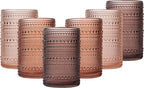 JOVGANK Venus Vintage Hobnail Drinking Glasses Set of 6, Water Tumbler 15oz, Kitchen & Bar Beaded Highball Glasses, Beverage Glass Cups for Water, Beer, Juice, New Year gifts