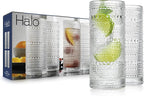 Glaver's Highball Drinking Glasses, 10.82 oz Sleek Hobnail Textured Glassware Modern Tall Tumblers set of 4 Iced Coffee Glasses, Highball Cocktail Set, Dishwasher Safe, Housewarming Gift Set