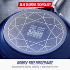 Blue Diamond Nonstick 2QT Saucepan with Lid, Non Toxic PFAS-Free Diamond Ceramic, Dishwasher & Oven Safe, Metal Utensil Safe Pot, Stay Cool Handle, Chef Pan, Glass Lid, Blue
